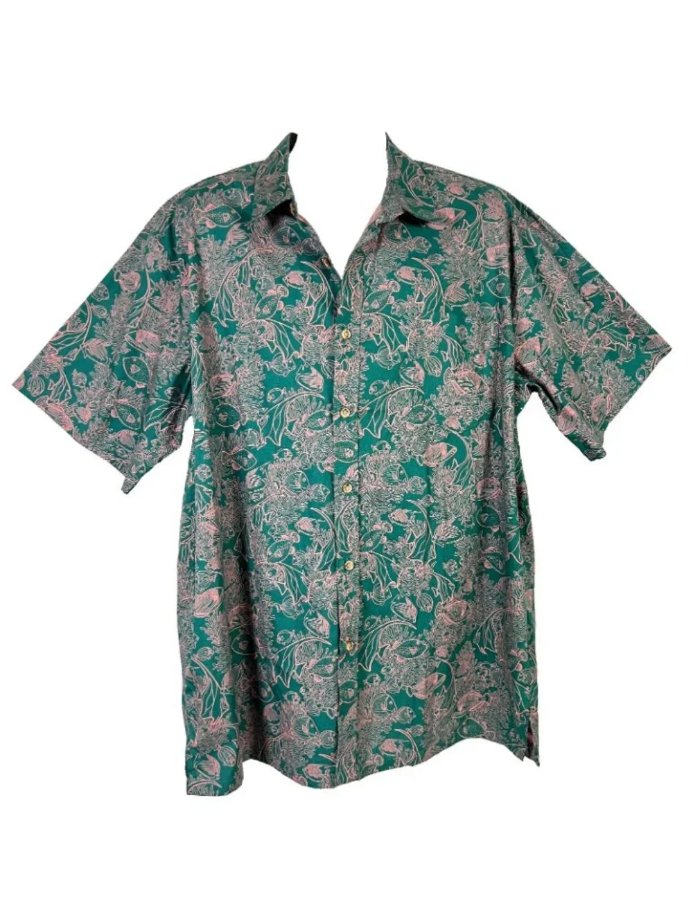 Cooke Street Tropical Fish Mens Hawaiian Shirt size 2XL 55x33 Tall Cotton Reef